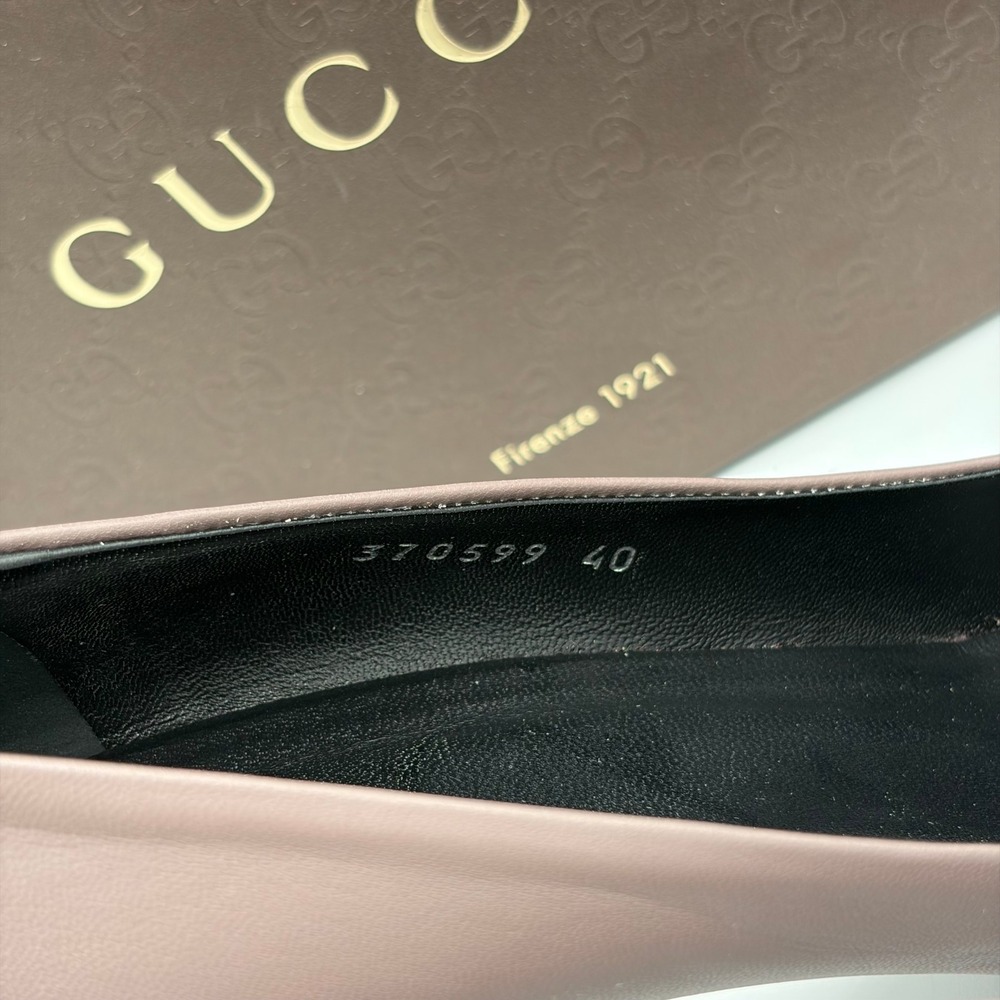Gucci Leather Pointed Toe‎ Heels Horsebit AUTH COA Mauve Pink Women 40 9.5 - Picture 10 of 12